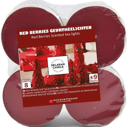 Geurtheelichten 9 Uur – Waxinelichtjes Set 8 stuks – Granny’s Apple, Apple & Cinnamon, Red Berries & Vanille – Theelichtjes Kopen