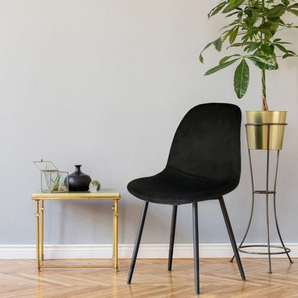 Eetkamerstoelen Kuipstoel corduroy - Zwart Velvet eetkamerstoel - Fluweel stoel Velvet stoelen - Eetkamerstoelen - Eettafel stoelen