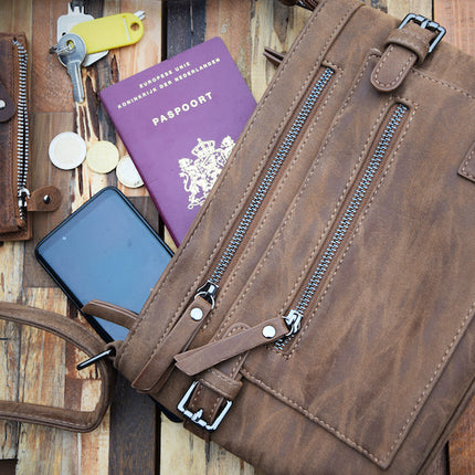 Stoere -Schoudertas - bicky Bernard - Cognac