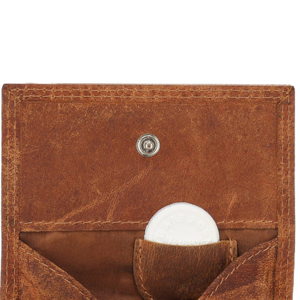 Leren Portemonnee Heren met RFID Bescherming | Compacte Heren Portemonnee met Muntvak, 9.5x7.5cm | Echt Leer, 3 Pasjesvakken, Ruime Briefgeldvakken | Ideaal Cadeau