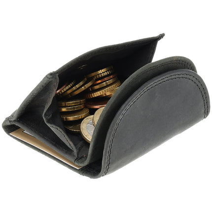 Dubbele Overslag Kleine Portemonnee | Unisex - RFID Anti Skim | Portefeuille Kleingeld | 2 Pasjeshouder, Muntvak & Biljetvak | 9x7x2cm - Zwart 