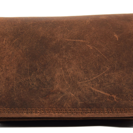 Luxe Bruine Buffelleer Portemonnee - RFID, Drukknopen En Muntenvak - 12.5x8.5x3 cm 