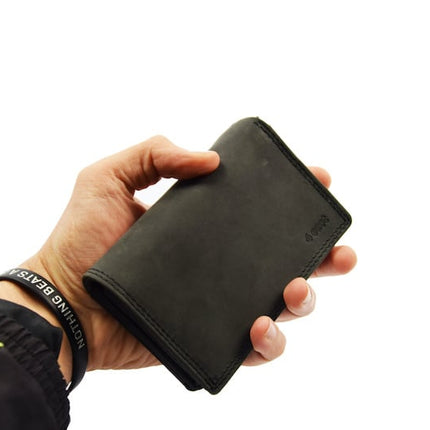Portemonnee dames - Portemonnee heren - Harmonica Buffelleer - Zwart - RFID Bescherming - 14 Pasjes - Ruime Indeling met Steekvakken