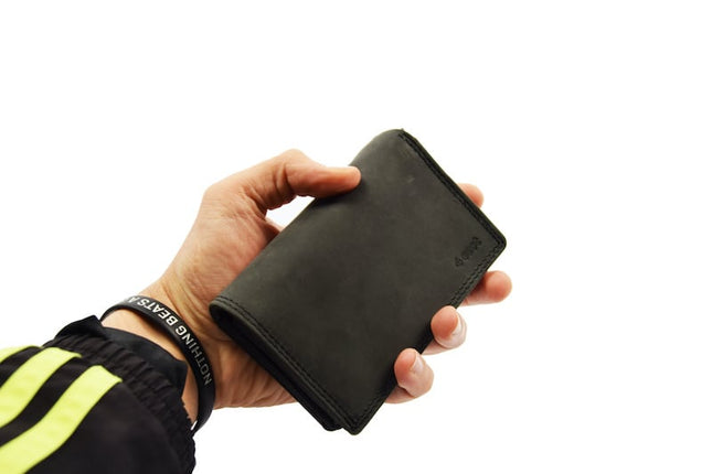 Portemonnee dames - Portemonnee heren - Harmonica Buffelleer - Zwart - RFID Bescherming - 14 Pasjes - Ruime Indeling met Steekvakken
