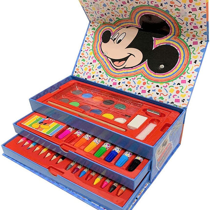  Disney Mickey mouse Kleurset 42-delig Disney Kleurdoos met lade - Mickey mouse kleurpotloden - waterkleuren Micky mouse - Stiftenkleur - Stiften - 42 onderdelen