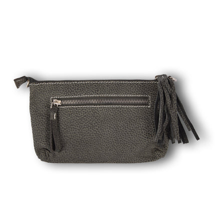 Tasje | Crossbody tas | 13.4cm*21.5cm | Donkergrijs | Echte leer