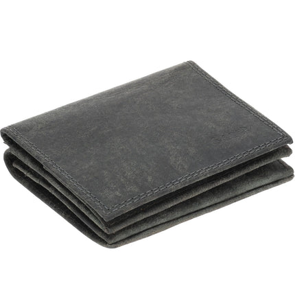 Grijze Leren Portemonnee Heren Dames - 6 Pasjeshouders, Vierkant Muntvak, RFID Bescherming, 2 Biljetvakken - 9,5x7,5 cm