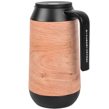 Thermoskan - Isoleerkan 1 liter - houtlook - Isoleerkannen - warmte tot +5h.