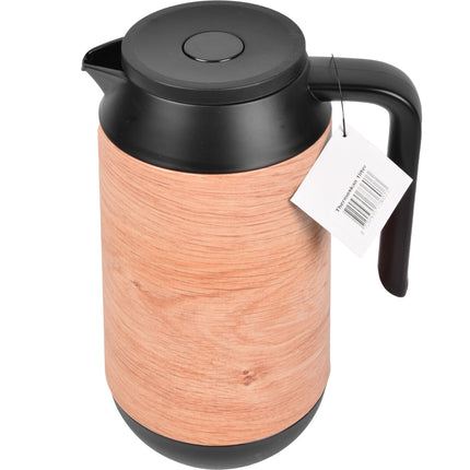Thermoskan - Isoleerkan 1 liter - houtlook - Isoleerkannen - warmte tot +5h.