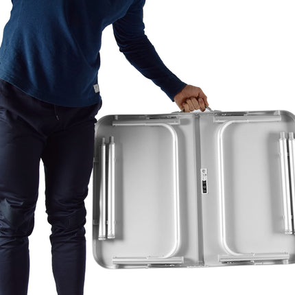 Weerbestendige Buiten Klaptafel | 75cm x 55cm x 60cm | Campingtafel Inklapbare voor Buiten | Opvouwbare Tuintafel met Handvat | Stevige Aluminium en Kunststof | Klaptafel met 2 Verstelbare Hoogtes | Tuintafel Inklapbaar Geschikt voor 1-2 Personen  