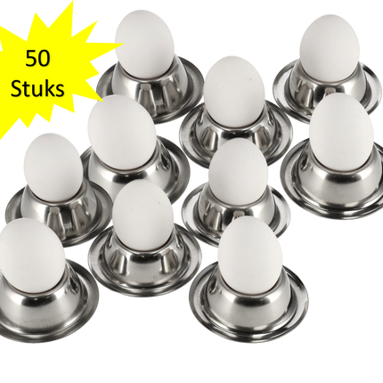 Eierdopjes RVS Set | Stapelbare Zilveren Eierdopjes met Voet | Ontbijt & Pasen | Diameter 8,5cm, Hoogte 3,5cm