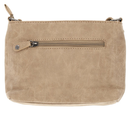 Dames Schoudertas - Stijlvolle Taupe Crossbody Tas - Bicky Bernard - 21cmx17cmx7cm - Modieuze Damestas