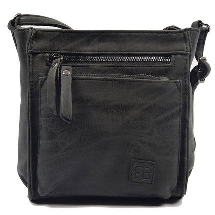 Bicky Bernard Schoudertas Zwart met 5 ritsen - tas - tassen - schoudertas dames - handtas - Zwart schoudertas - schoudertas meiden -