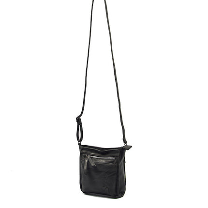 Bicky Bernard Schoudertas Zwart met 5 ritsen - tas - tassen - schoudertas dames - handtas - Zwart schoudertas - schoudertas meiden -