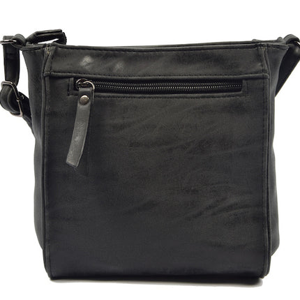 Bicky Bernard Schoudertas Zwart met 5 ritsen - tas - tassen - schoudertas dames - handtas - Zwart schoudertas - schoudertas meiden -