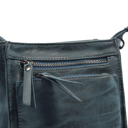 Bicky Bernard Bicky Bernard Schoudertas Donkerblauw met 5 ritsen - tas - tassen - schoudertas dames - handtas - Donkerblauwe schoudertas - schoudertas meisjes - Bicky Bernard Schoudertas Donkerblauw met 5 ritsen - tas - tassen - schoudertas dames - handta