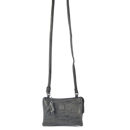 Tas - tasssen - bags - Bag- Bicky Bernard- Harmonica 3-Vaks tasje - schoudertasje - crossbody tasje - zwart