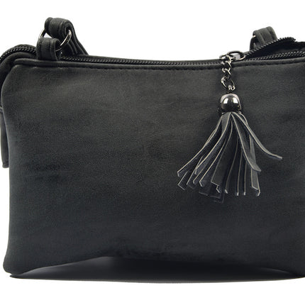 Tas - tasssen - bags - Bag- Bicky Bernard- Harmonica 3-Vaks tasje - schoudertasje - crossbody tasje - zwart