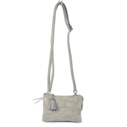 Tas - tasssen - bags - Bag- Bicky Bernard- Harmonica 3-Vaks tasje - schoudertasje - crossbody tasje - Grijs