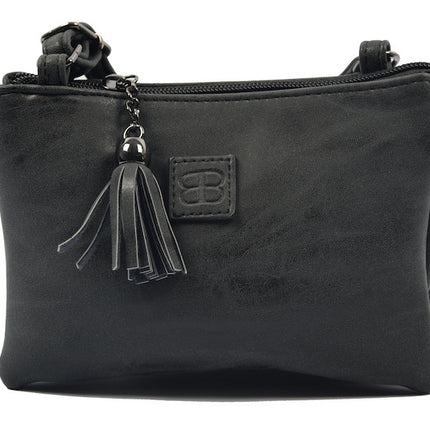 Tas - tasssen - bags - Bag- Bicky Bernard- Harmonica 3-Vaks tasje - schoudertasje - crossbody tasje - zwart