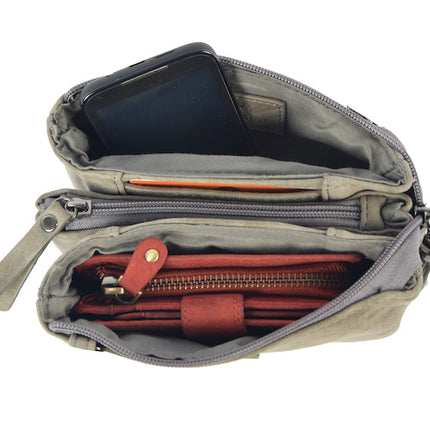 Tas - tasssen - bags - Bag- Bicky Bernard- Harmonica 3-Vaks tasje - schoudertasje - crossbody tasje - Grijs