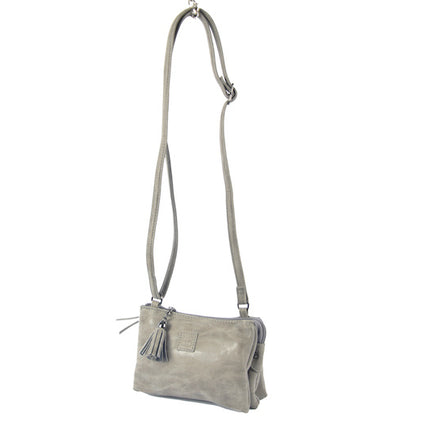 Tas - tasssen - bags - Bag- Bicky Bernard- Harmonica 3-Vaks tasje - schoudertasje - crossbody tasje - Grijs