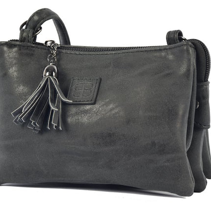 Tas - tasssen - bags - Bag- Bicky Bernard- Harmonica 3-Vaks tasje - schoudertasje - crossbody tasje - zwart