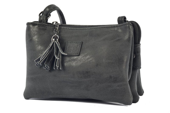 Tas - tasssen - bags - Bag- Bicky Bernard- Harmonica 3-Vaks tasje - schoudertasje - crossbody tasje - zwart
