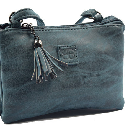 Tas - tasssen - bags - Bag- Bicky Bernard- Harmonica 3-Vaks tasje - schoudertasje - crossbody tasje - donkerblauw