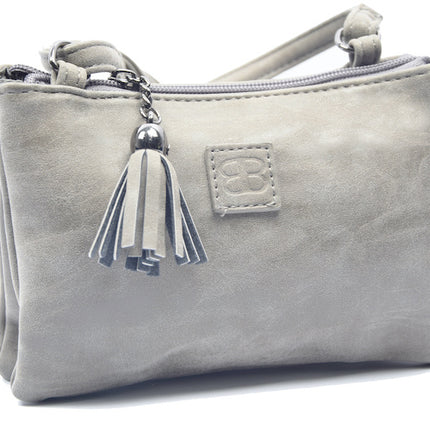 Tas - tasssen - bags - Bag- Bicky Bernard- Harmonica 3-Vaks tasje - schoudertasje - crossbody tasje - Grijs