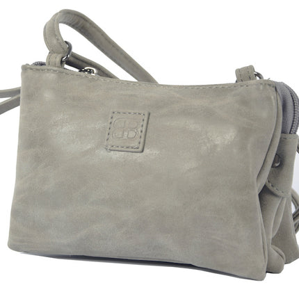 Tas - tasssen - bags - Bag- Bicky Bernard- Harmonica 3-Vaks tasje - schoudertasje - crossbody tasje - Grijs