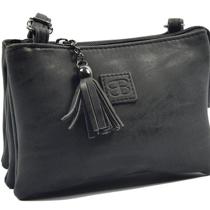 Tas - tasssen - bags - Bag- Bicky Bernard- Harmonica 3-Vaks tasje - schoudertasje - crossbody tasje - zwart