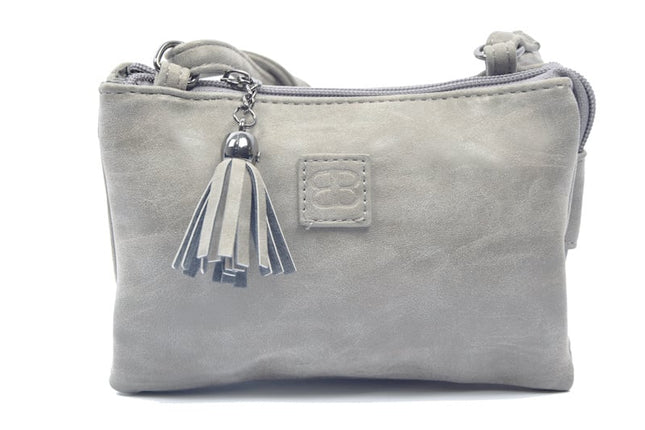 Tas - tasssen - bags - Bag- Bicky Bernard- Harmonica 3-Vaks tasje - schoudertasje - crossbody tasje - Grijs