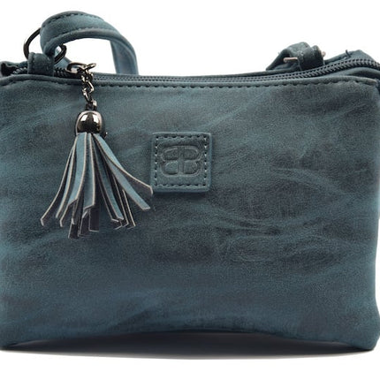 Tas - tasssen - bags - Bag- Bicky Bernard- Harmonica 3-Vaks tasje - schoudertasje - crossbody tasje - donkerblauw