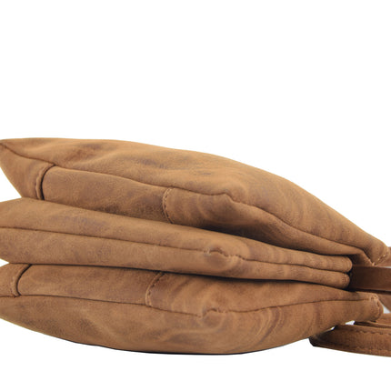 Bicky Bernard schoudertas Harmonica 3 Vaks tasje cognac met 3 hoofdvakken