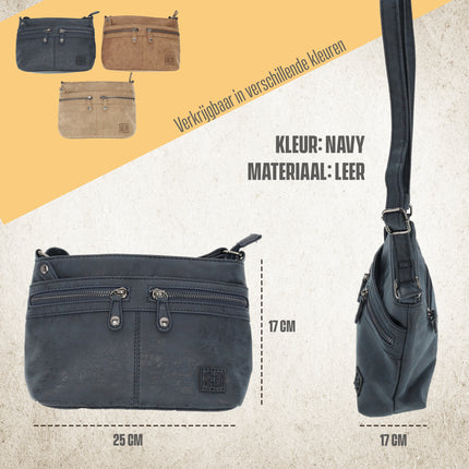 Stijlvolle Navy Schoudertas Dames - Lichtgewicht Crossbody Tas, Afmetingen 23.5cm x 6cm x 17cm