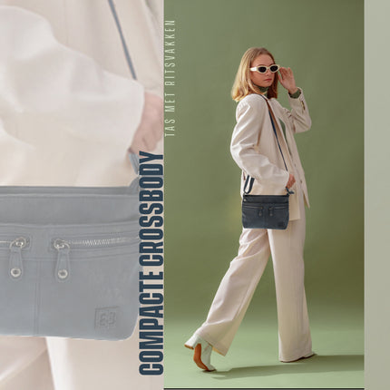 Stijlvolle Navy Schoudertas Dames - Lichtgewicht Crossbody Tas, Afmetingen 23.5cm x 6cm x 17cm