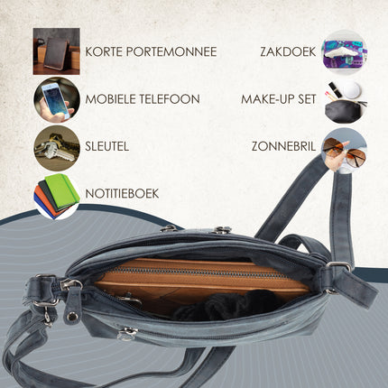 Stijlvolle Navy Schoudertas Dames - Lichtgewicht Crossbody Tas, Afmetingen 23.5cm x 6cm x 17cm