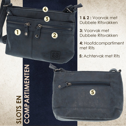 Stijlvolle Navy Schoudertas Dames - Lichtgewicht Crossbody Tas, Afmetingen 23.5cm x 6cm x 17cm