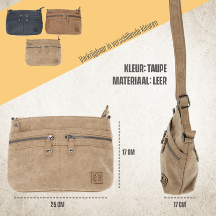Dames Schoudertas - Stijlvolle Taupe Crossbody Tas - Bicky Bernard - 21cmx17cmx7cm - Modieuze Damestas