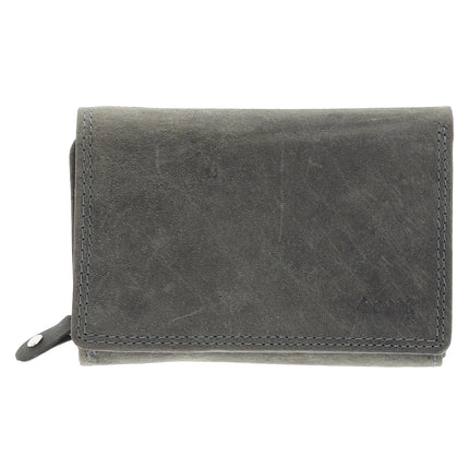 Overslag Portemonnee Dames & Heren | Echt Leren Portemonnee met RFID | 11 Pasjeshouder | Portefeuille Cadeau voor Hem & Haar | 12.5x8.5 cm - Grijs
