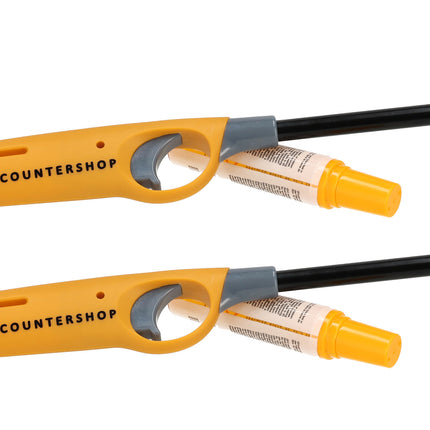  Elektrische gas aansteker met navulling | set van 2 in geel | 25.5cm lengte | ideaal gasaansteker voor fornuis, kaars, keuken,bbq & camping 