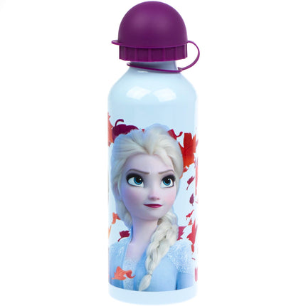 Disney Frozen Kinderdrinkfles, 500 ml, veiligheidssluiting, 2 stuks- per fles 500 ML - Drinkbeker - Frozen Disney aluminium fles