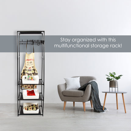 Opbergrek met Kapstok 170x54x36cm | Stellingkast en Wandkast met Haken - Ideaal voor Hal, Gang en Slaapkamer