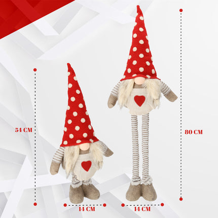 Gnoom Kerstkabouter met LED-Neus - 75 cm naar 54 cm - Kerstversiering voor Binnen - LED Kerstdecoratie