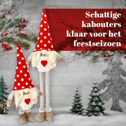 Gnoom Kerstkabouter met LED-Neus - 75 cm naar 54 cm - Kerstversiering voor Binnen - LED Kerstdecoratie