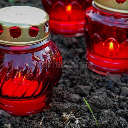 2 stuks Herdenkingskaars - Kaars - Witte kaars kopen - Herdenkingskaarsen - Glas - Witte kaars in glas - Kaarshouder - Herdenkingskaarsje - Hartje - Rood - kaars -kaarsen
