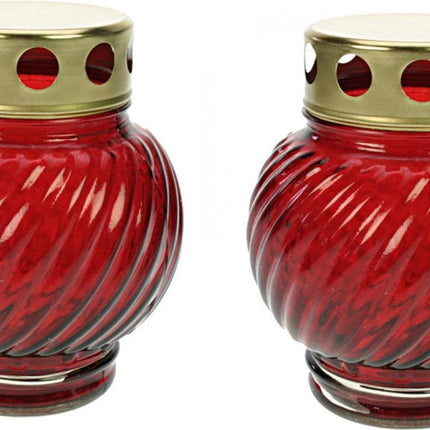 2 stuks Herdenkingskaars - Kaars - Witte kaars kopen - Herdenkingskaarsen - Glas - Witte kaars in glas - Kaarshouder - Herdenkingskaarsje - Hartje - Rood - kaars -kaarsen