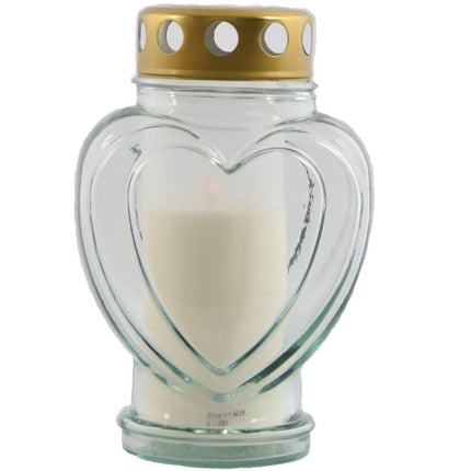 2 stuks Herdenkingskaars - Kaars - Witte kaars kopen - Herdenkingskaarsen - Glas - Witte kaars in glas - Kaarshouder - Herdenkingskaarsje - Hartje - witte- kaars -kaarsen