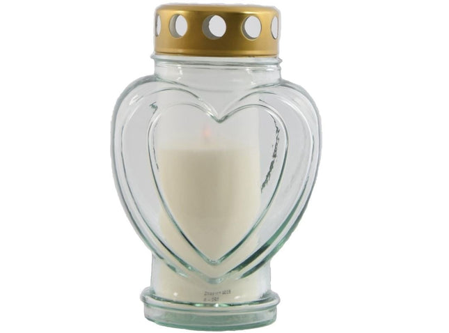 2 stuks Herdenkingskaars - Kaars - Witte kaars kopen - Herdenkingskaarsen - Glas - Witte kaars in glas - Kaarshouder - Herdenkingskaarsje - Hartje - witte- kaars -kaarsen